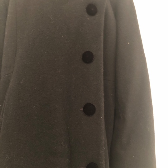 Vintage Designer Long Black Wool Trench Goth/ Business Casual/ Classic Coat - Picture 3 of 6